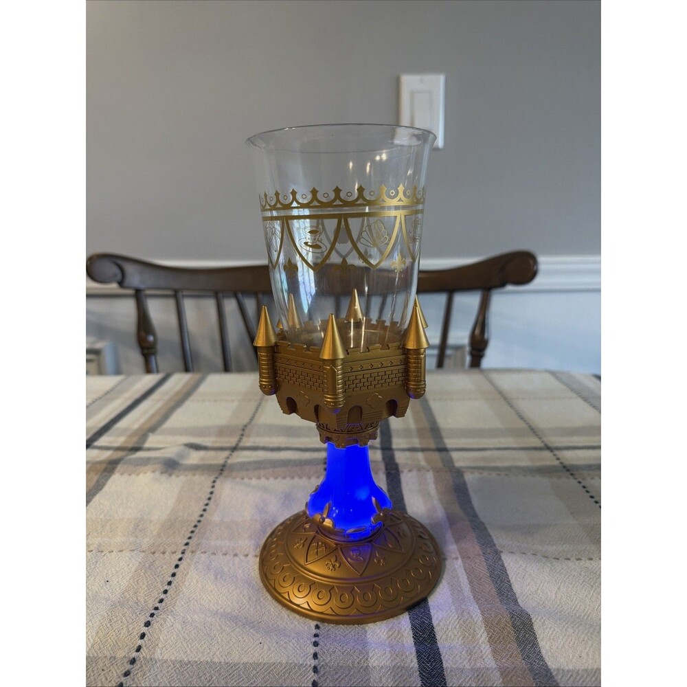Disney Parks Beauty & The Beast Be Our Guest Light Up Goblet Cup Gold Castle